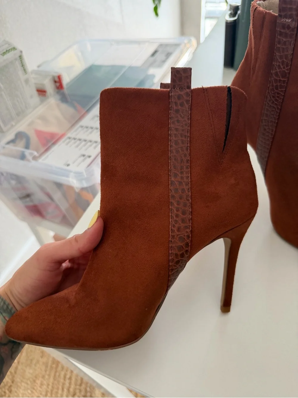 Charles By Charles David Rust Suede Pointed-Toe Stiletto Ankle Boots
